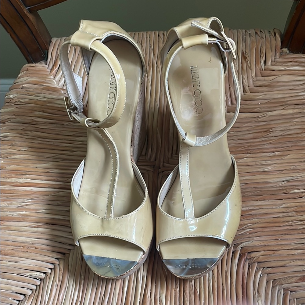 Jimmy Choo Nude Patent Leather Heels